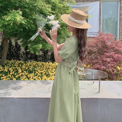 ワンピース デート フレアワンピース 膝丈 ひざ丈 ミモレ ミモレ丈 袖あり 半袖 かわいい 大人可愛い きれいめ シンプル カジュアル 大人 上品 おしゃれ お洒落 主役級 存在感 夏 10代