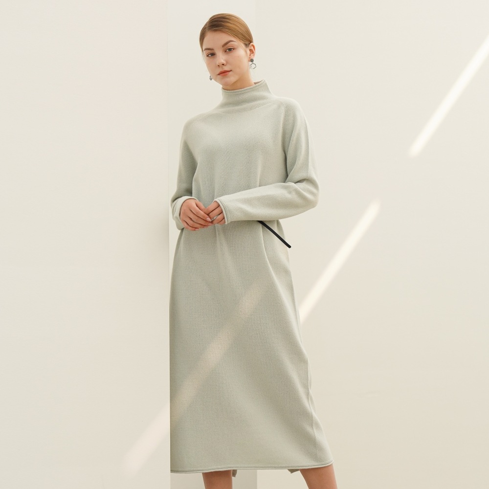 ACUD ハイネックカシミヤニットワンピース_ミント