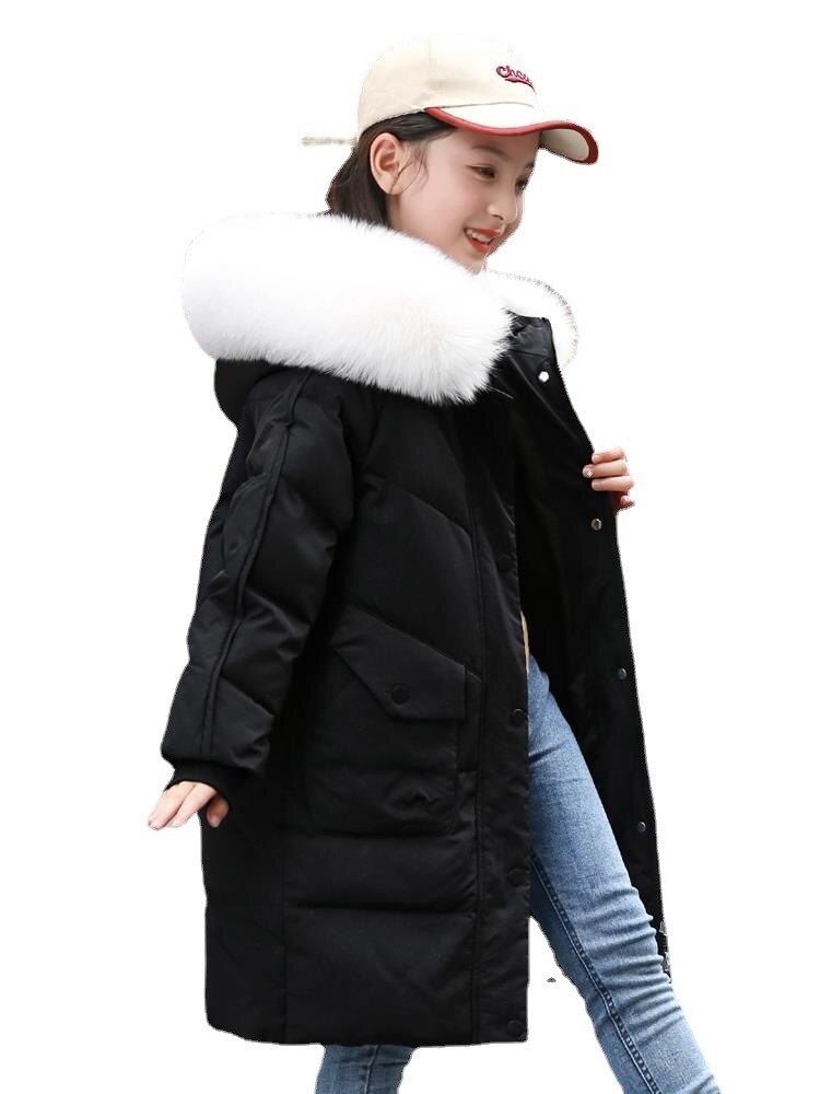 子供ダウンジャケット女の子ミドル丈ミドルとビッグ子供 2022 新しい冬韓国ファッション子供服厚手コート