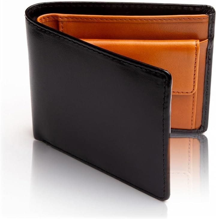 財布 メンズ 2つ折り 二つ折り イタリアンレザー 二つ折り財布 9 ブラック＆キャメル( 4.ブラック＆キャメル)