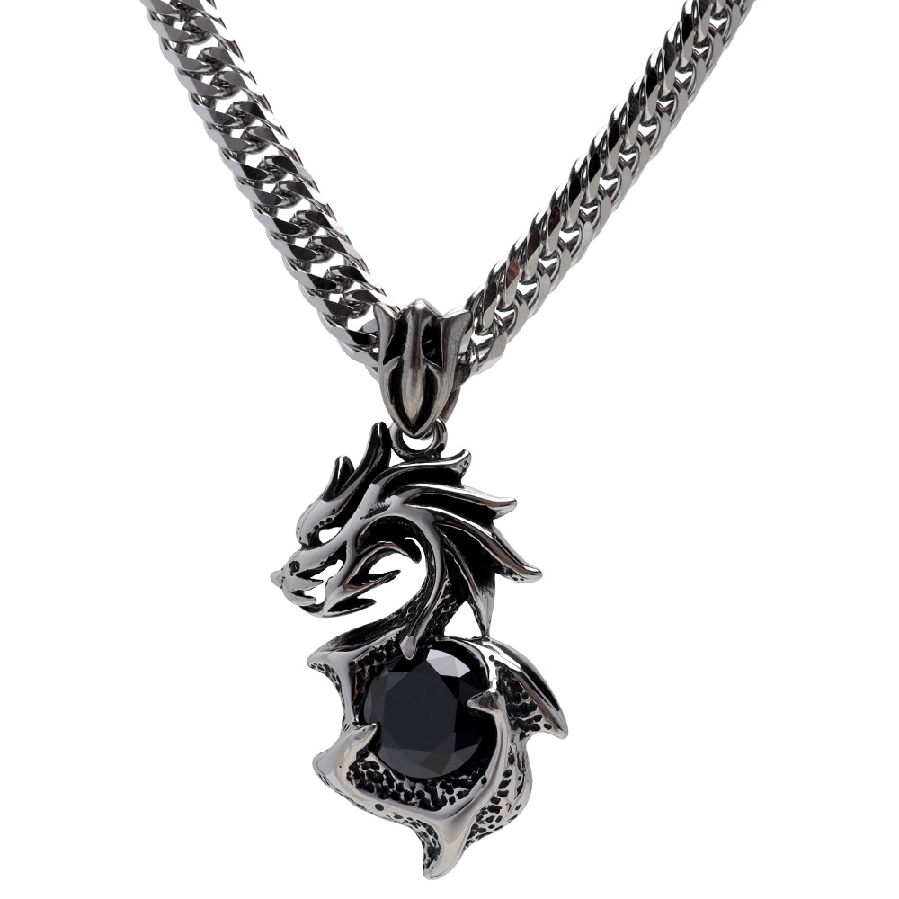 ブラックストーンドラゴン＆ダブル喜平 [n867-n348-6mm]