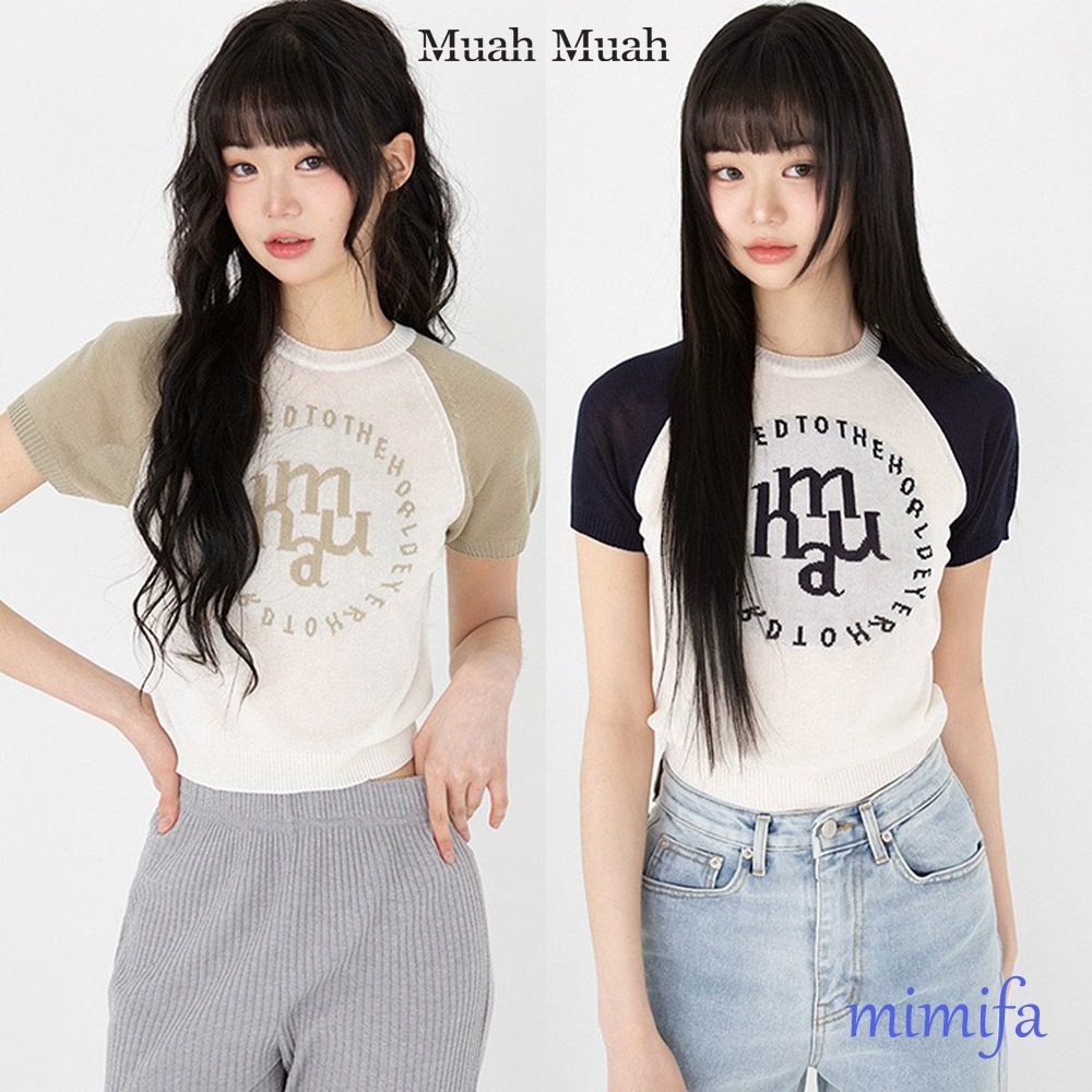 ジャカードロゴ ラグラン ハーフニット