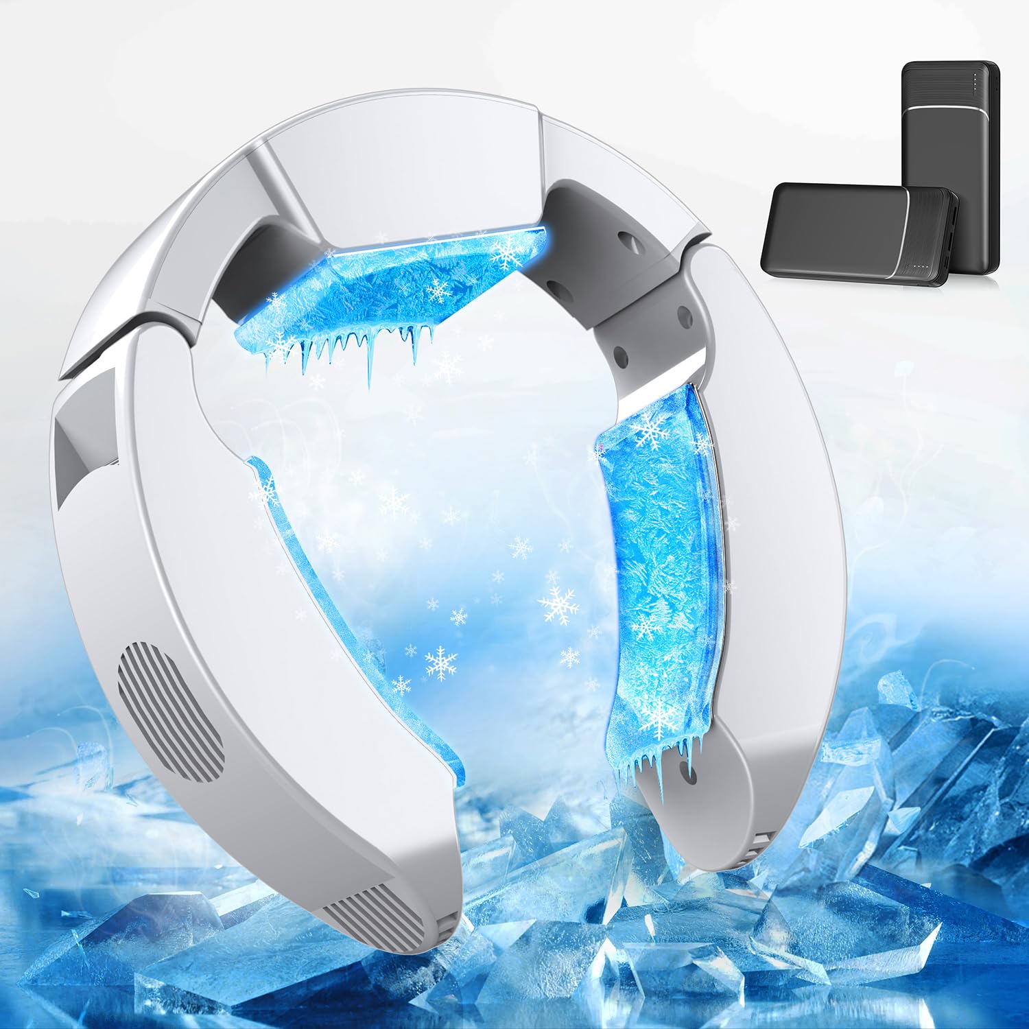 ネッククーラー 冷却ブレート 【2025最強冷却モデル&ペルチェ素子冷却技術&10000mAh大容量バッテリー付き】首掛けクーラー ３つ冷却ブレート 強弱モード -17℃瞬間冷却 首掛け扇風機 Typ