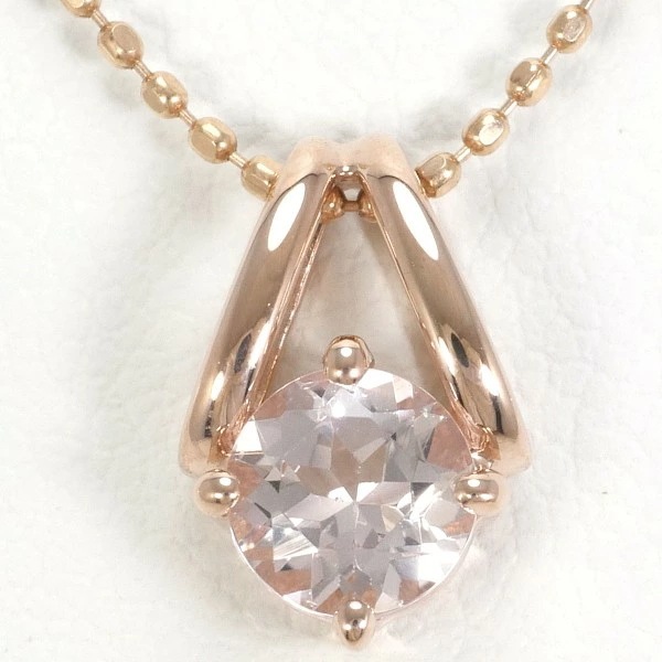K10 10金 PG ピンクゴールド ネックレス ローズクォーツ 約40cm ジュエリー 中古