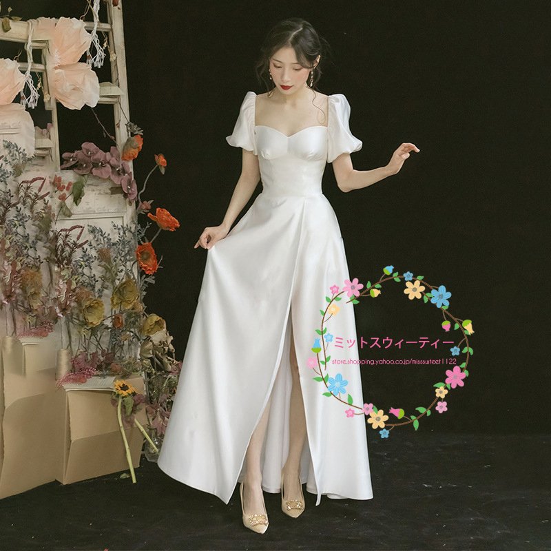 花嫁ドレス ウェディングドレス高級感ワンピースビーチフォト二次会結婚式 ブライダルパーティードレ