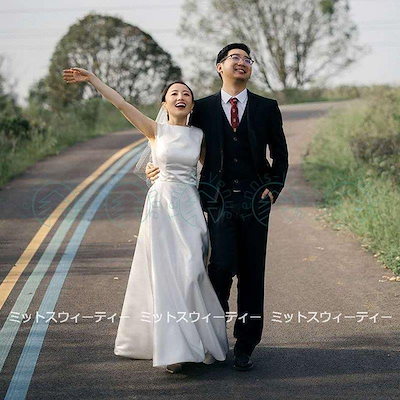 ウェディグドレス 結婚式 花嫁二次会 白 aラインドレス 花嫁 二次会 ワンピース 海外挙式 大きいサイズ ドレス ウエディングドレス aライン 長袖 白 ブライダル ウェディングドレス