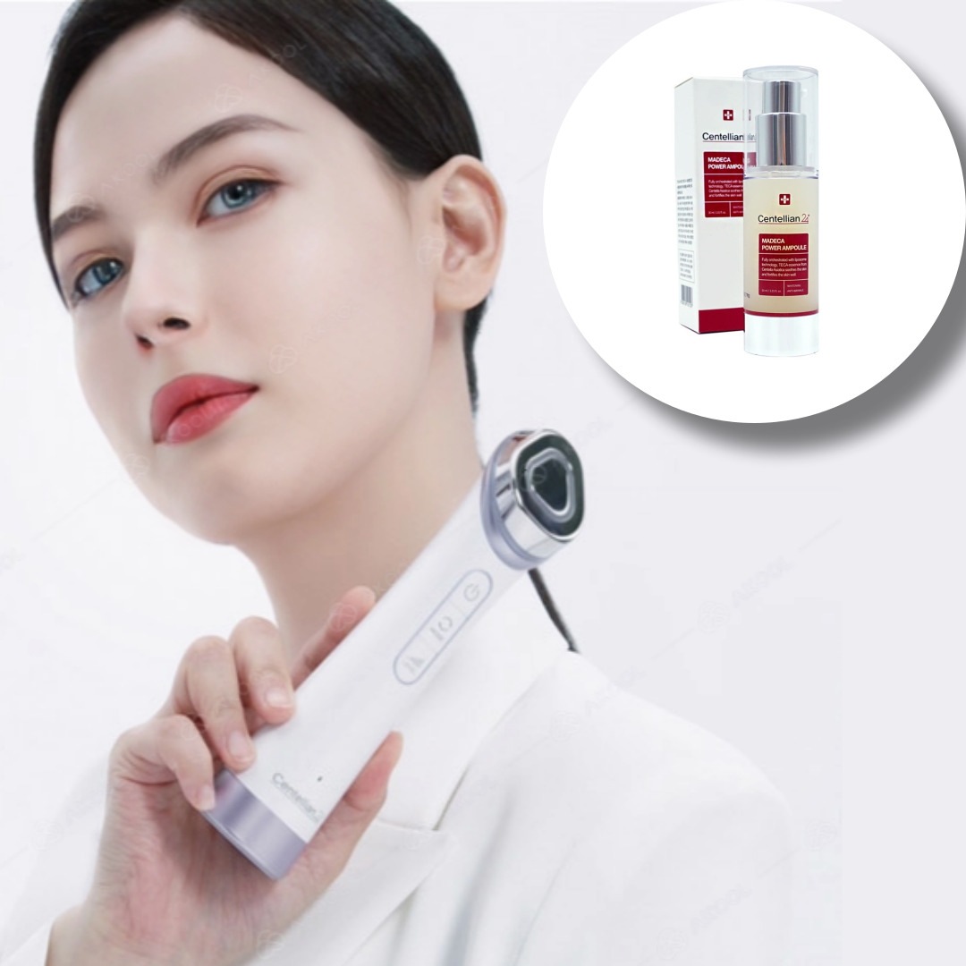 【3 in 1】東国製薬 ダーマパルス ブースターマルチショット ビューティーデバイス + パワーアンプル30ml + マデカクリーム1ml × 10個センテリアン24 マデカクリーム センテリアン2