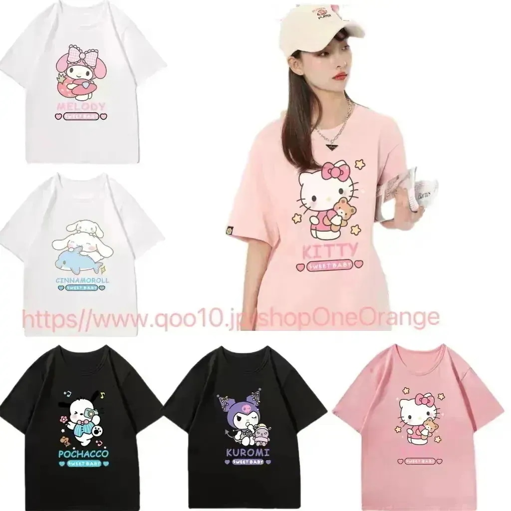 クリスマス福袋2025Tシャツラウンドネックスウェットシャツ韓国子供服 サンリオ かわいい ハローキティ キッズ tシャツ シナモンロール トップス 半袖 マイメロ 女の子 夏 クロミ Tシャツ 大人
