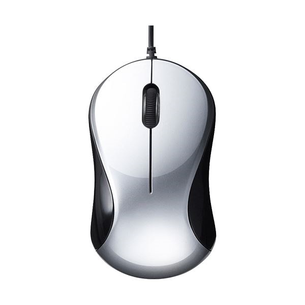 （まとめ） バッファロー 有線 BlueLED 静音3ボタンマウス シルバー BSMBU100SV 1個 10セット