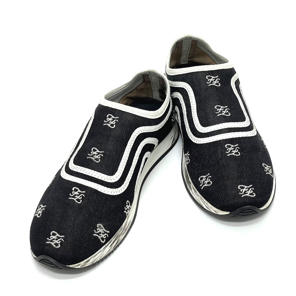 スニーカー シアー ロゴ刺繍 メッシュ スリッポン ナイロンメッシュ ブラック