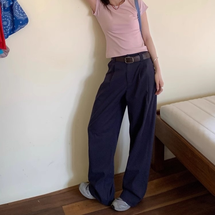 レディース パンツ ボトムス ストレートパンツ ロングパンツ ワイドパンツ タックパンツ ロング ストレート タック ハイウエスト アメカジ シンプル カジュアル おしゃれ こなれ感 ラフ
