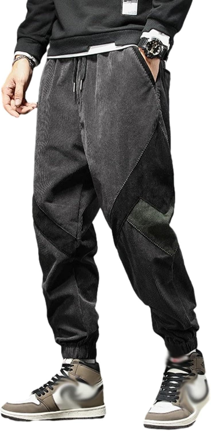 ズボン メンズ ロングパンツ カジュアルパンツ 大きいサイズ ジャージズボン ストレッチ コーデュロイ 柔らかい 韓国 おしゃれ パッチワーク ミリタリー ワークパンツ ストリート