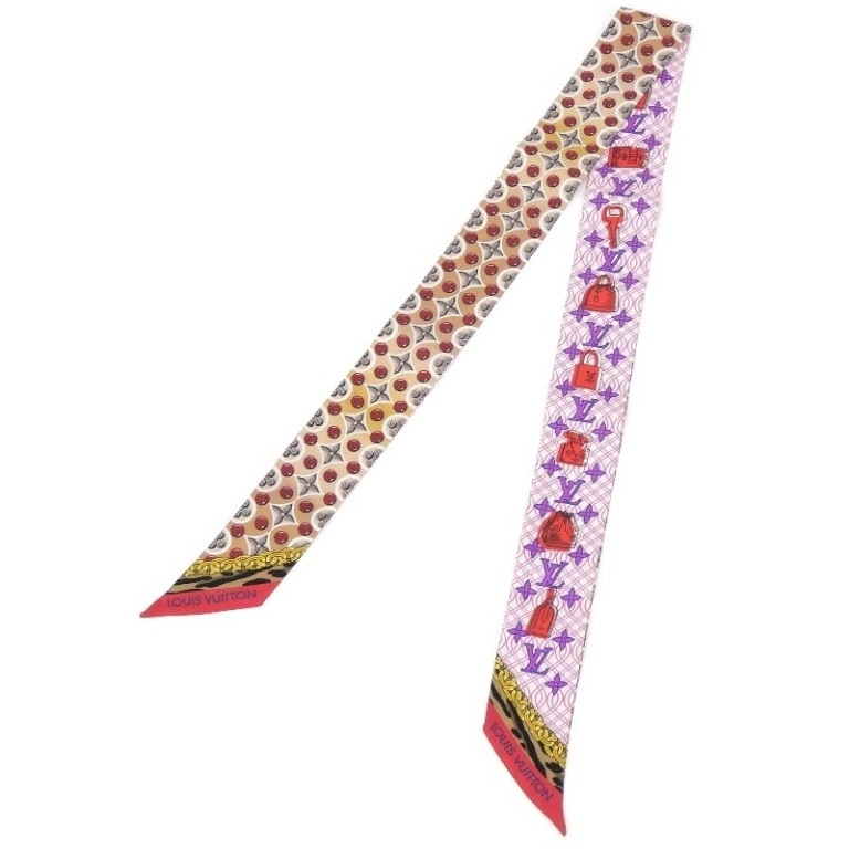 ルイ・ヴィトン LOUISVUITTON スカーフ バンドーBB バブルグラム タグなし M76109 ベージュ/レッド 【中古】(68434)