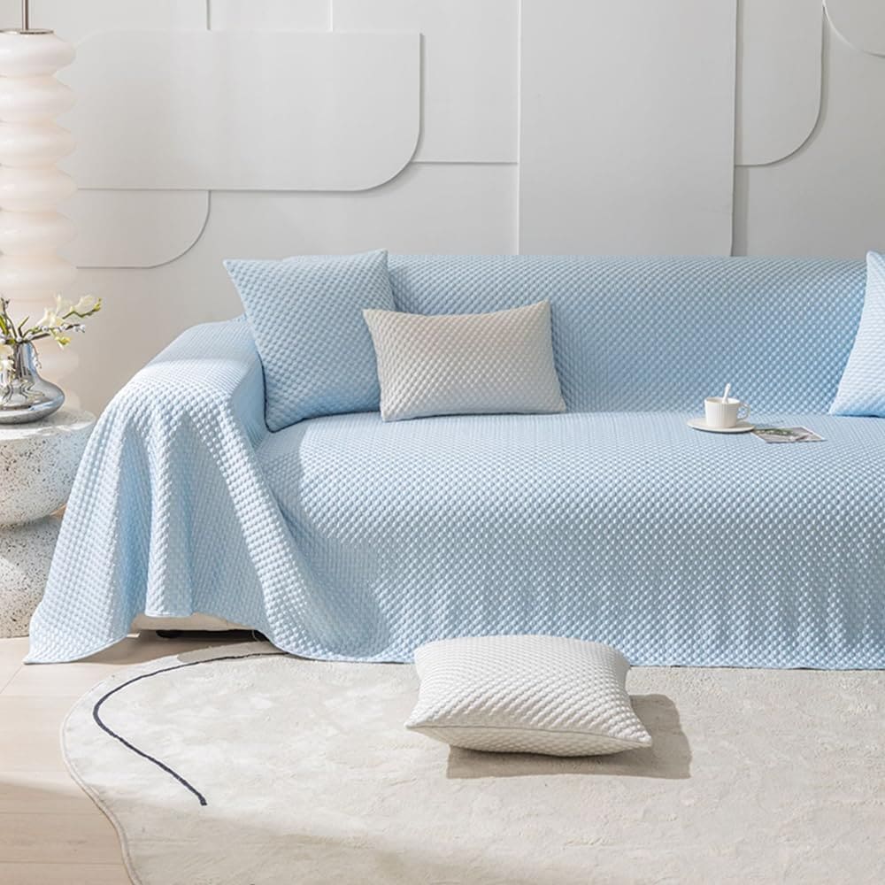 JEMAジェマ ソファーカバー マルチカバー 接触冷感 ソファーシーツ ひんやり 夏用ブランケット 長方形 大判 3人掛け 北欧風 おしゃれ 犬猫用 無地 柔らかい 汚れ防止 多機能 防塵カバー テー