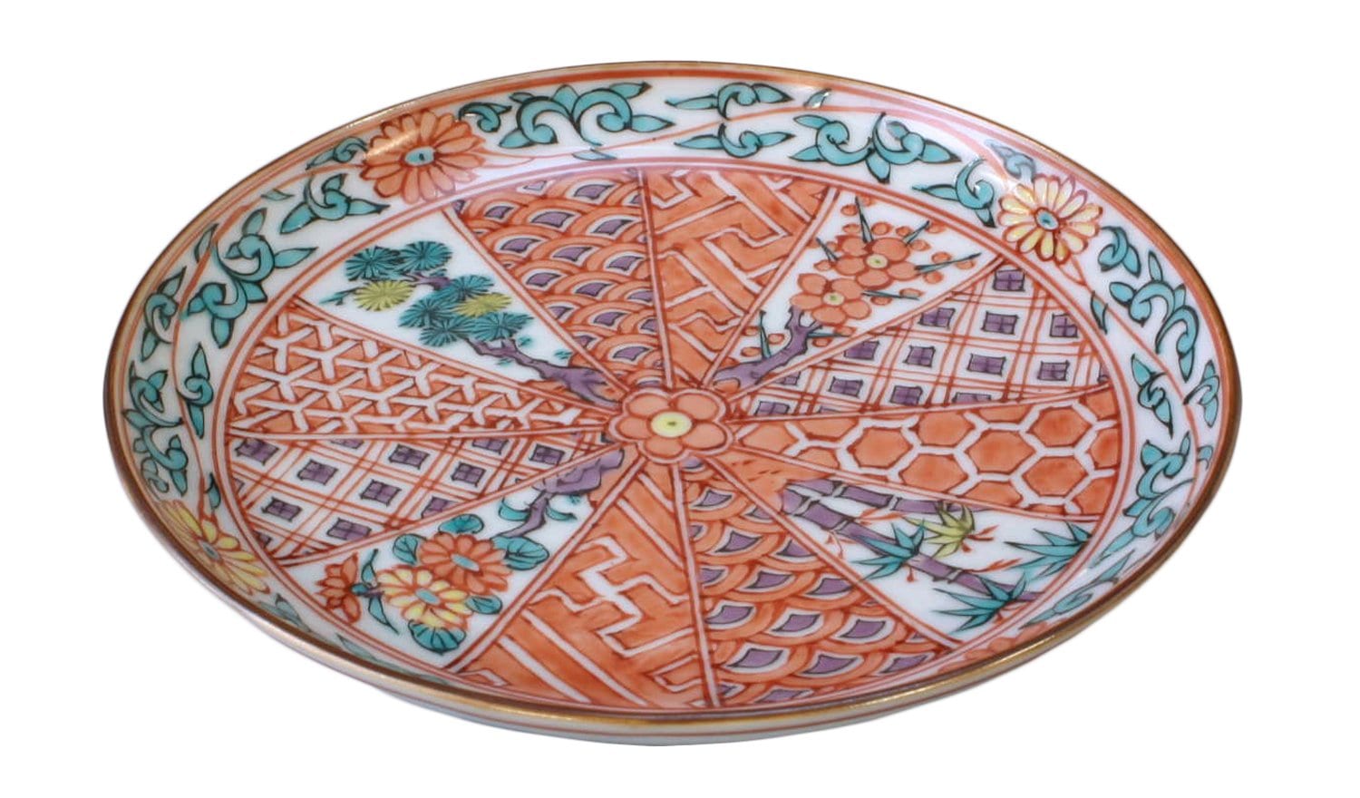 京焼 清水焼 昭阿弥窯 4寸皿 色絵帯唐草 pcb801-01