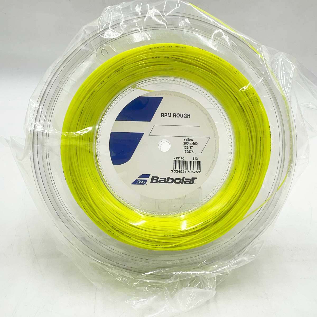 【中古・未使用品】バボラ RPM ROUGH 125 硬式テニス ストリング ガット 200m ロール イエロー 243140 BABOLAT 1.25mm
