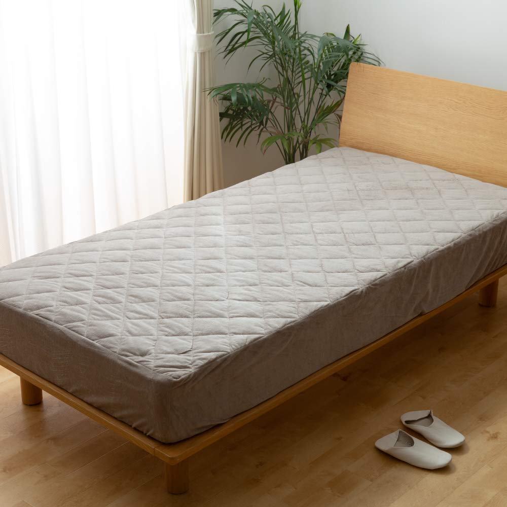 ナイスデイ ボックスシーツ グレージュ 140×200×30cm 敷きパッド一体型 mofua (モフア)綿100% ごわごわしない タオル地 ふわさら 抗菌 防臭 オールシーズン 洗える 吸水性 4