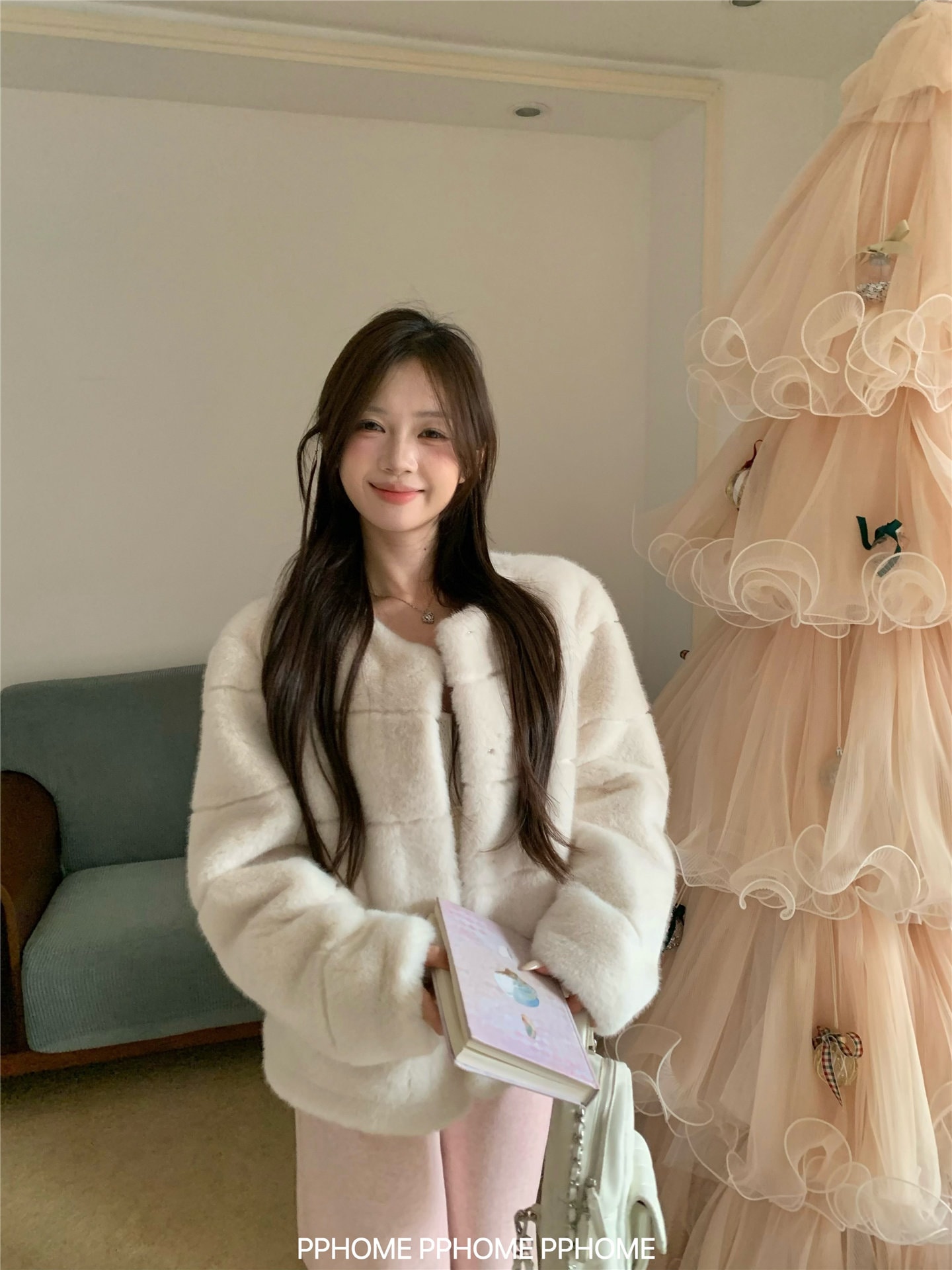 ダウンジャケット・コート エコファー 丸首 ファーコート レディース 貴女風 秋冬 ショートコート