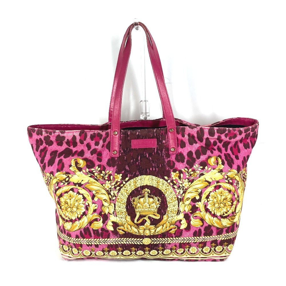 トートバッグ 総柄 ショルダーバッグ カバン 肩掛け キャンバス/レザー ピンク