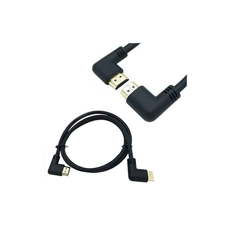 Rosebe L字型HDMI2.0ケーブル，ゴールド金メッキ端子 60Hz 4K＊2K ハイスピード HDMI オス-オス L字型 3D HDMIケーブル (左向き/右向き) (1M)
