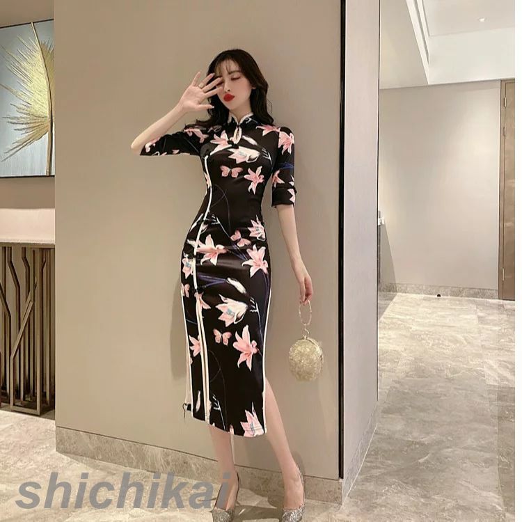 S/M/Lサイズ ワンピース 新品入荷 THOM 衣装 チャイナ服 チャイナドレス風 ロリ 五分袖 きれいめ タイトラインワンピース セクシーチャイナ ワンピース WILLS チャイナワンピース チャ 5,339円