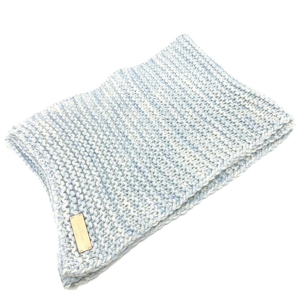 マフラー M70433 編み込み カシミヤ ブルー