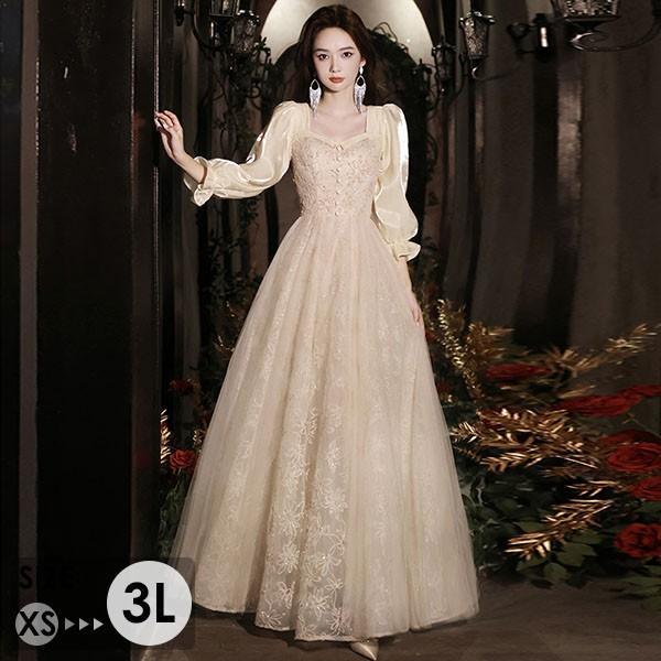 ドレス 大人 ピアノ 発表会 ロングドレス 小さいサイズ 袖付き 長袖 演奏会 結婚式 母親 演奏会用ドレス ロング 黒 披露宴 レディース