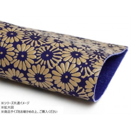 切り革 印伝革 重ね菊(ベージュ×青紫) 1枚 Pkawa081-04