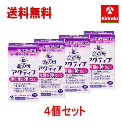 送料無料 4個セット【第3類医薬品】命の母アクティブ 168錠入り×4個 女性保健薬 更年期の後などに ホルモンの減少 肩こり 腰痛 だるさ 手足の冷え