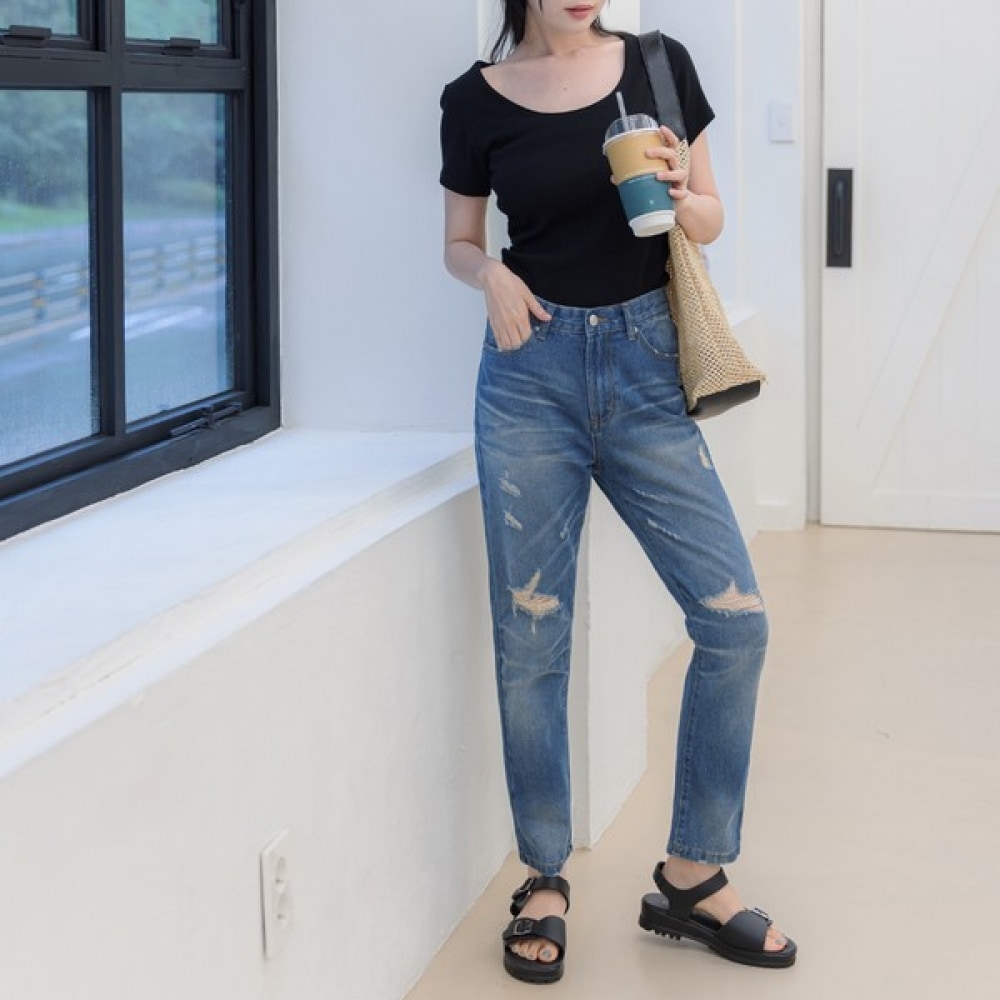 (ジンマニア) ローディーミディアムブルーバギーナンファンボーイフィットデニムパンツ