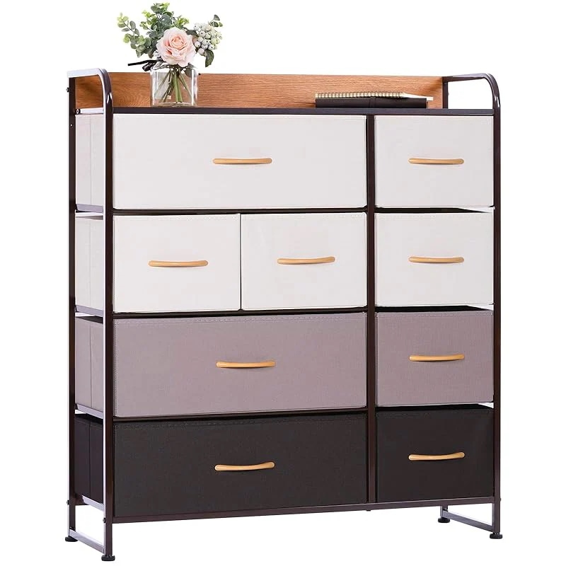 【即納】LYNCOHOME 収納 チェスト タンス 布製 引き出し 多機能 大容量 衣類収納 マルチ収納 転倒防止 低ホルム 4段9杯【幅87.5奥行29高さ99.5cm 】