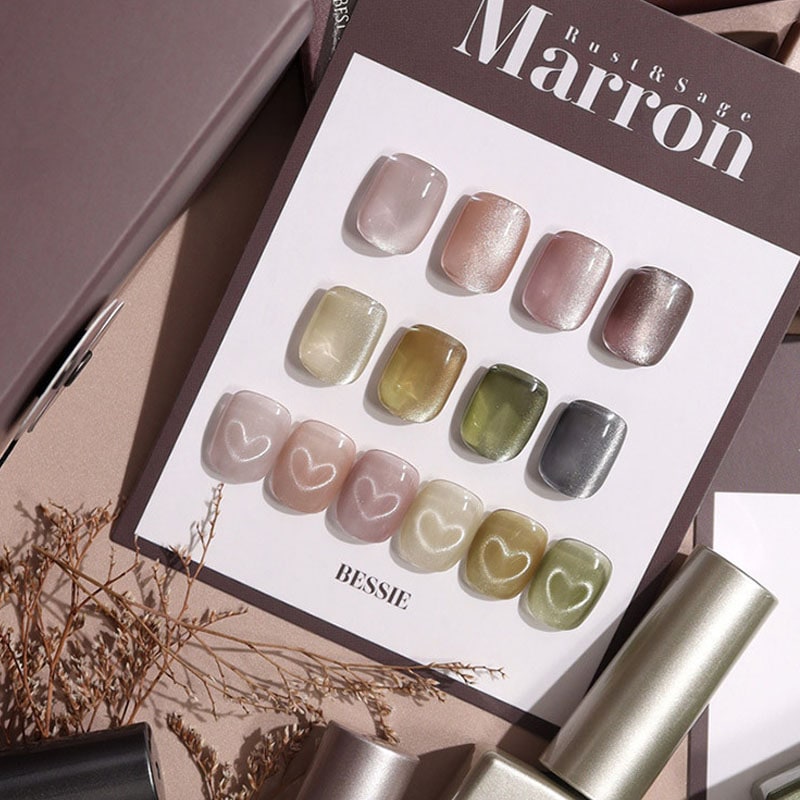 [BESSIE] 【Marron】 Rust and Sage [ 8色 セット] マグネットグリッタージェル