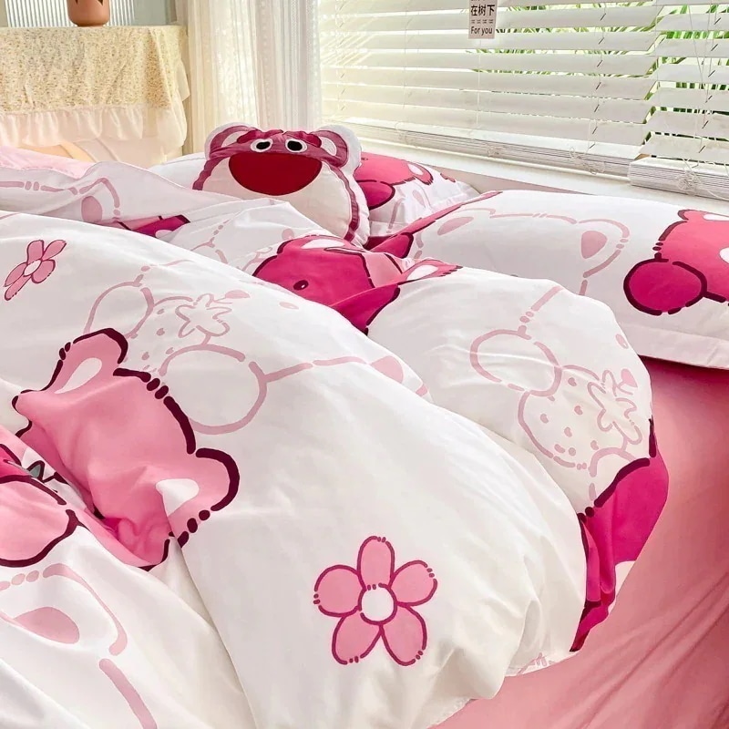 今の流行アロエベラ綿漫画かわいい 3 点セットと 4 点セット 15 メートルシートスタイル 4 点セットイチゴクマ