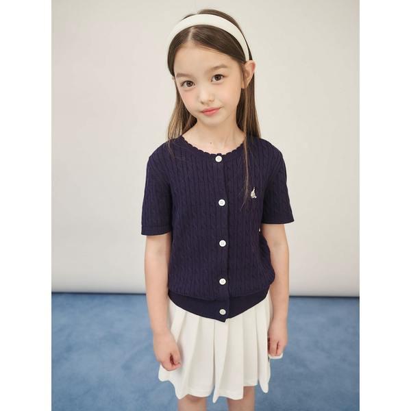 [BEANPOLE KIDS] [エッセンシャル] 女児用コットンケーブル半袖カーディガン ネイビー (BI585AGE2R)