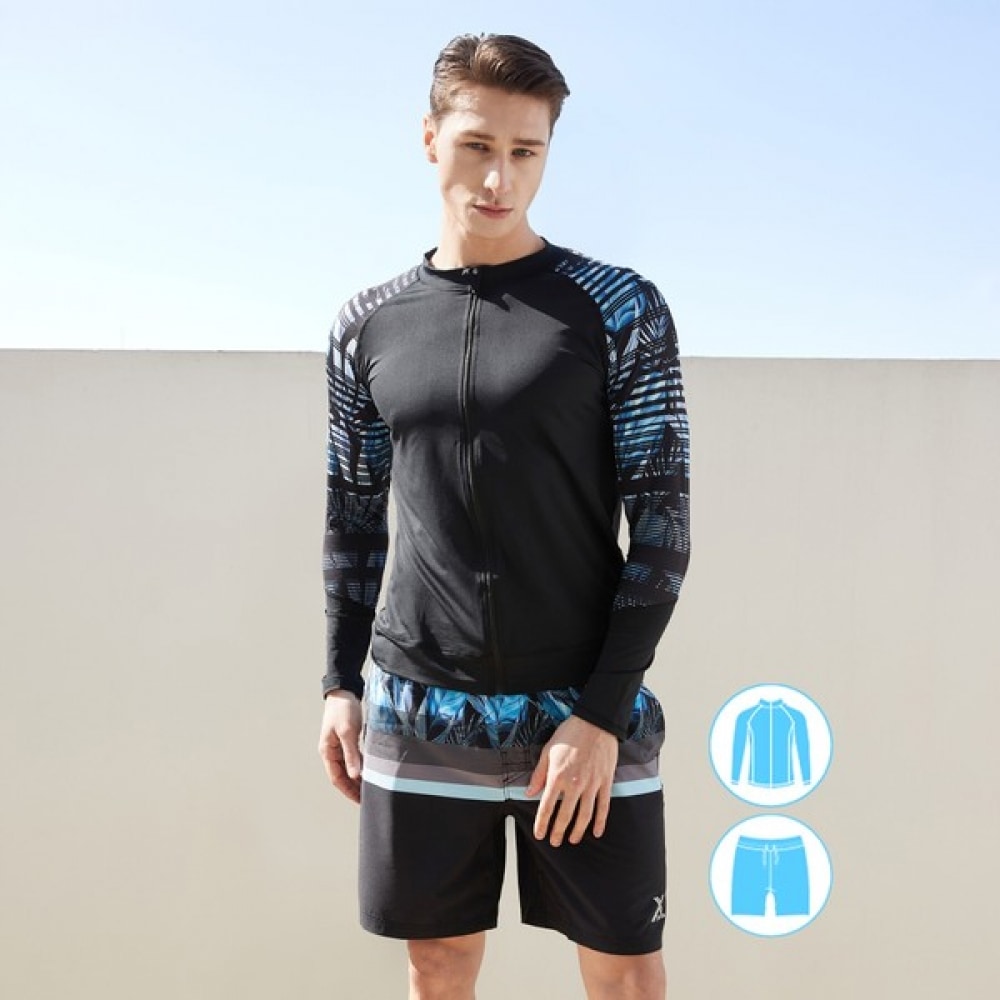 (ベーシックエル) メンズラグランラッシュガードセット BEM-S942K+BEM-S943K