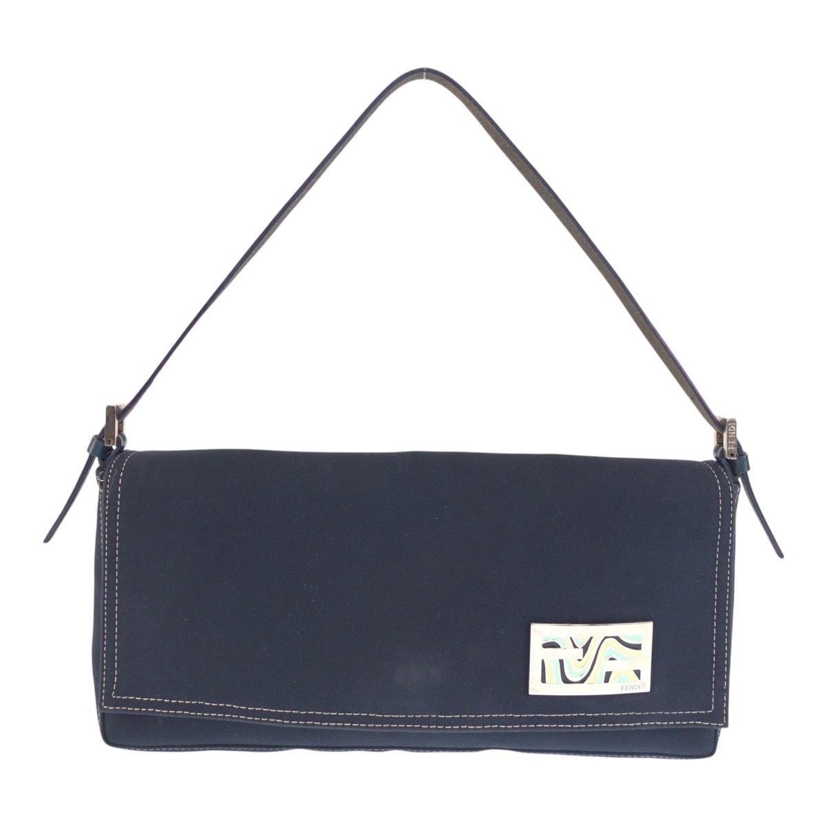 美品 ヴィンテージ ネイビー シルバー金具 キャンバス/レザー 2415 26776 018 ハンドバッグ ショルダーバッグ レディース 601166