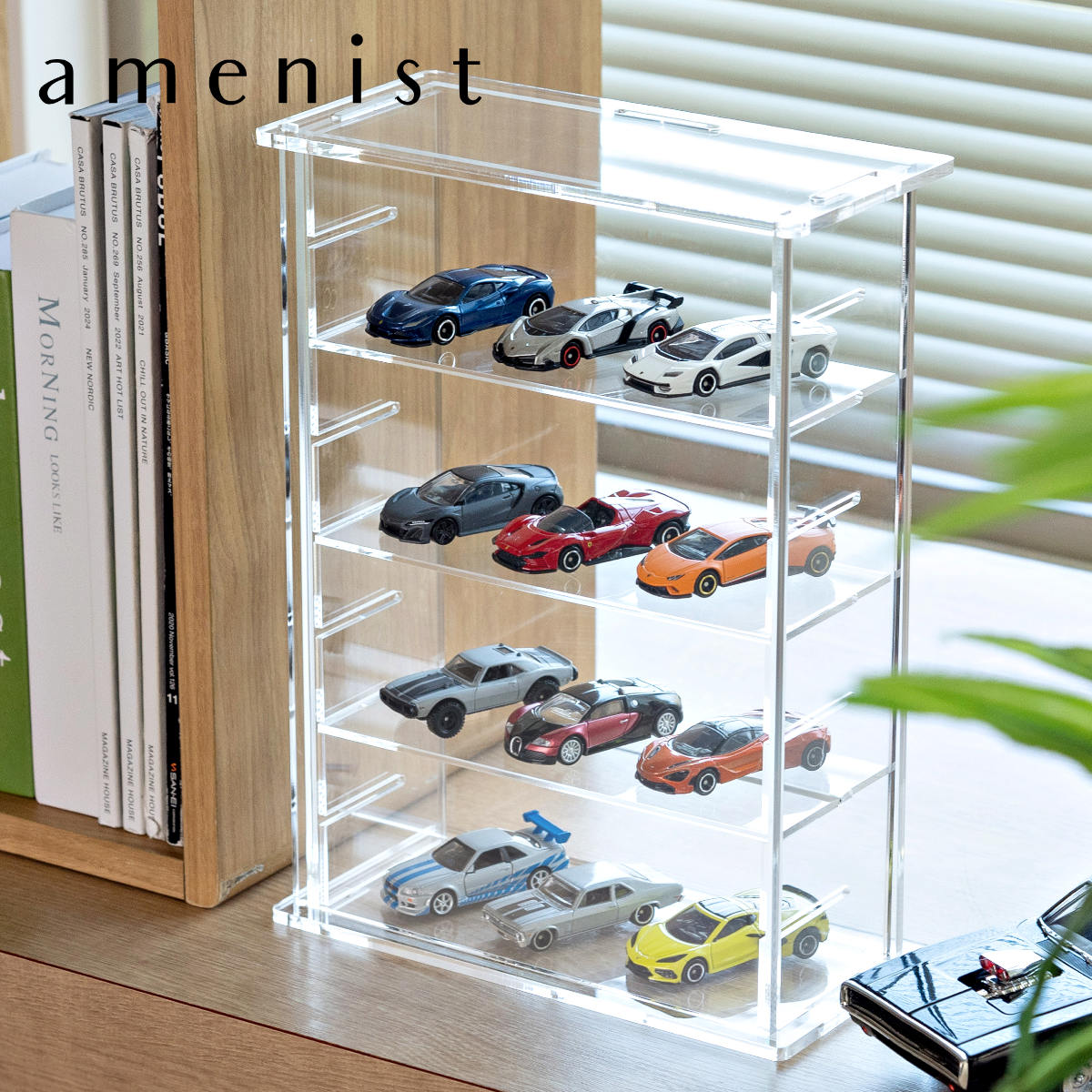 ディスプレイケース Dタイプ amenist 透明 クリア アクリル アメニスト 日本製 コレクションケース おしゃれ 紫外線カット 前面扉 仕切り付き 組立品 仕切り ディスプレイ ケース