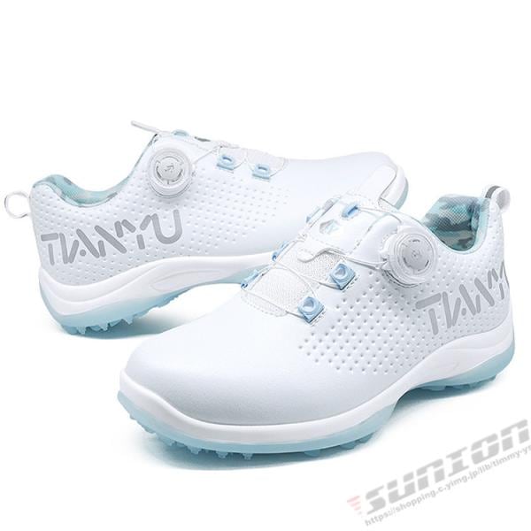 ゴルフ ゴルフシューズ ダイヤル式 ソフトスパイク レディース スパイクシューズ 防水 人工皮革