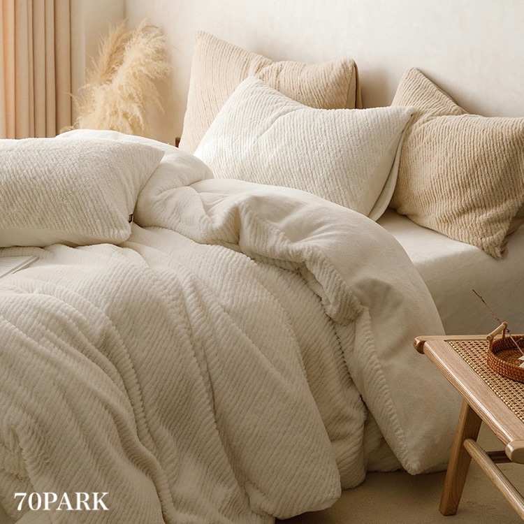 ミルク ベルベット あったか ふわふわ 布団カバーセット 全2色 ベッドカバー 寝具カバー シングル ダブル クイーン ベッドリネン ふわとろ ぬくぬく おしゃれ 韓国インテリア 70PARK
