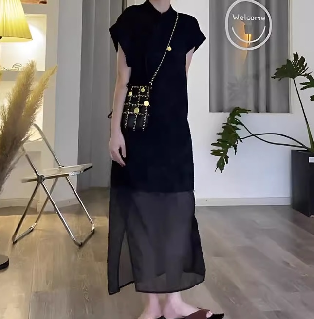 ワンピース デート モテアイテム シャツワンピース シースルー Vネック コットン 大人可愛い きれいめ 上品 おしゃれ かっこいい 大人可愛い ラブリー キュート ガーリー クール モード系