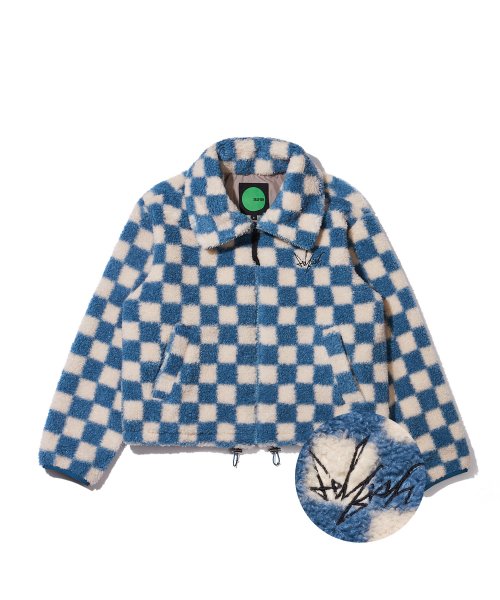 CHECKER BOARD FLEECE JACKET (BLUE CHECK)
