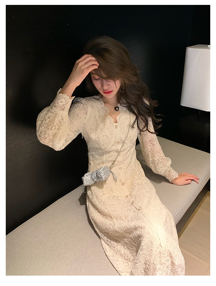 フレンチ スタイル スイート ベルサイユ スカート ウエスト インナー ロング スカート レース ホワイト ドレス レディース 秋服 ホワイト ブラック ＳＭＬXL 2XL かわいい 大人可愛い