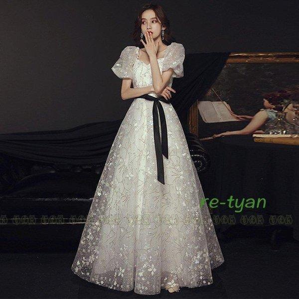 パーティードレスウェディグドレス 白 aライン 花嫁 二次会 ワンピース挙式 大きいサイズ ドレス 結婚式ブライダル 披露宴成人式 パーティードレス ロングドレス エンパイア