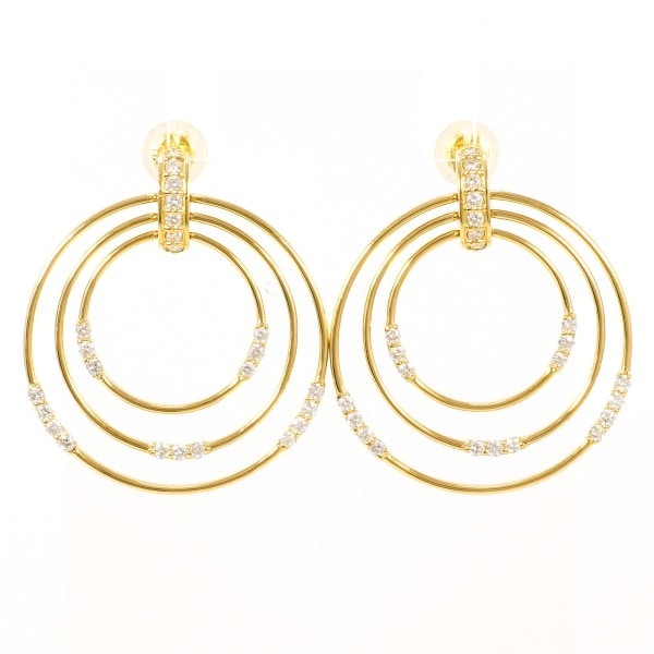 K18 18金 YG ピアス ダイヤ 0.28 ×2 カード鑑別書 中古