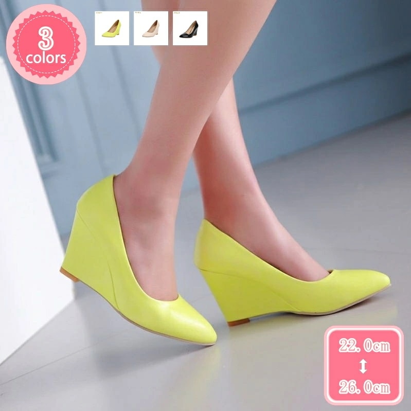 1000円OFFクーポン レディース デザイン 8cm ヒール ウェッジ パンプス 美脚 快適 上品 ポインテッドトゥパンプス 疲れにくい ウェッジソール 結婚式 フォーマル オフィス ビジネス コン