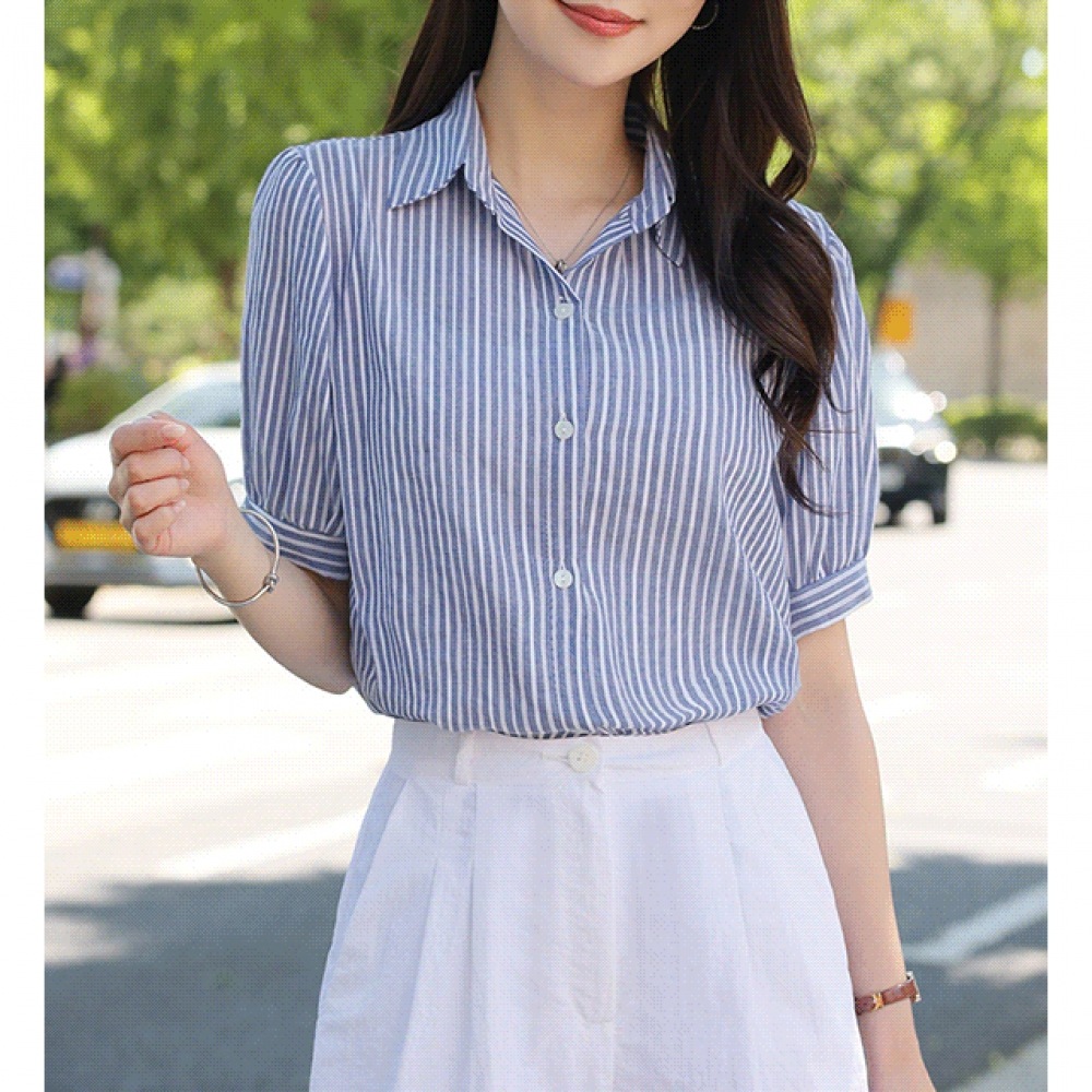 クリックアンドファニー フィルストライプ カラーブラウス