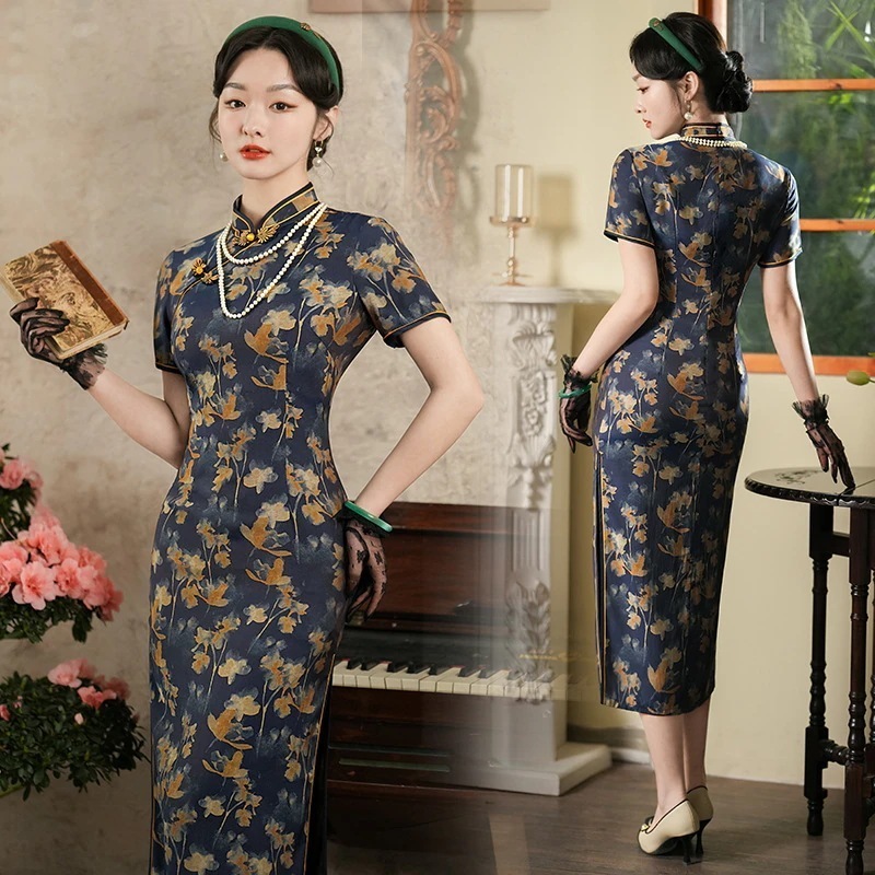 2024春夏改良チャイナドレスレトロデイリーロングスリムフィット中高年 4,886円