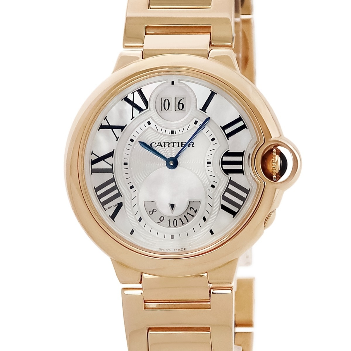 バロンブルー ドゥ カルティエ W6920035 クオーツ メンズ OH済 K18RG無垢 シェル ローマン 3年保証