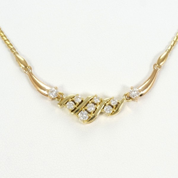 K18 18金 YG ネックレス ダイヤ 0.32 カード鑑別書 ジュエリー 中古