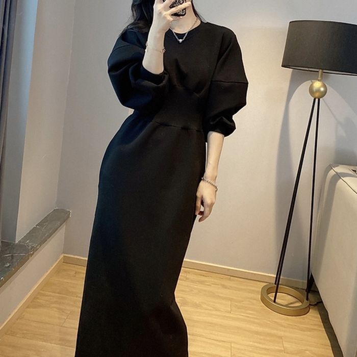 ワンピース ロングスカート ワンピドレス ロング ロング丈 バルーンスリーブ 七分袖 ラウンドネック ワイド Aライン プルオーバー 可愛い かわいい 綺麗め きれいめ シンプル カジュアル 大人 7,380円